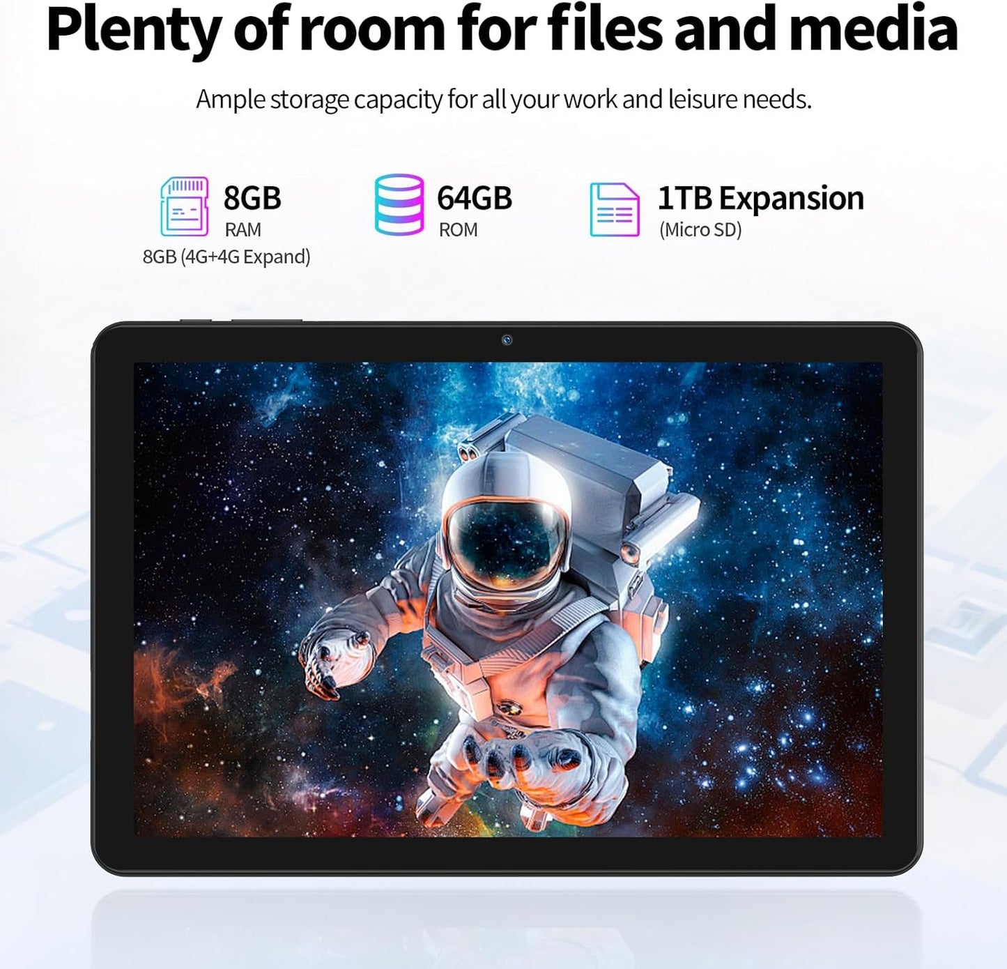 10 Inch Tablet, 8 GB, 64 GB ROM, 1024GB Expand, Android 14, 3-1 Android Tablets, Qcta Core, Wifi 6, 6000 Mah, Tablet PC with Keyboard, Mouse, Case,Gray