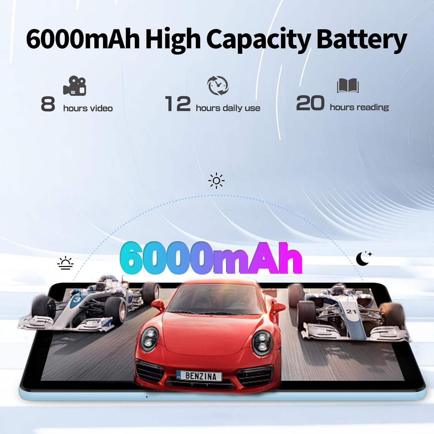 10 Inch Tablet, 8 GB, 64 GB ROM, 1024GB Expand, Android 14, 3-1 Android Tablets, Qcta Core, Wifi 6, 6000 Mah, Tablet PC with Keyboard, Mouse, Case,Gray