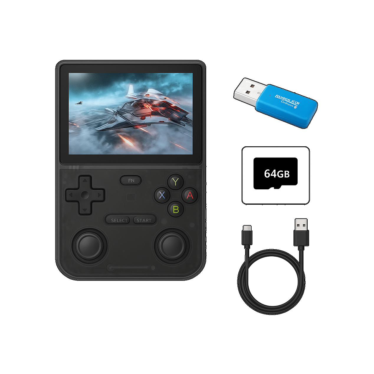Open Source K36 Retro Handheld Video Game Console 16000 Games Emulator for PS1/PSP/DC/N64/SS 500Nit 3.5 Inch IPS Screen
